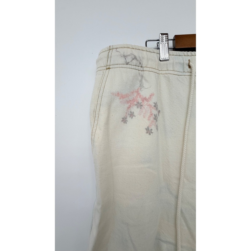 Pilcro Scenic Print Wide Leg Pull On High Rise Denim Pant Womens XL Cream Blue - Picture 6 of 13